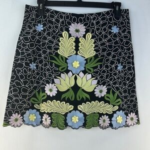 SNAK Embroidered A-Line Floral Mini Skirt
